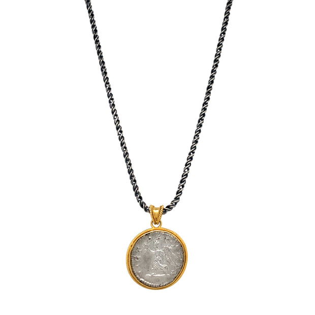 Yellow Gold & Ancient Denarius Coin Pendant - "Caracalla"