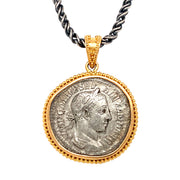 Yellow Gold & Ancient Denarius Coin Pendant - "Severus"