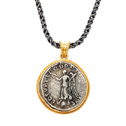 Yellow Gold & Ancient Denarius Coin Pendant - "Trajan"