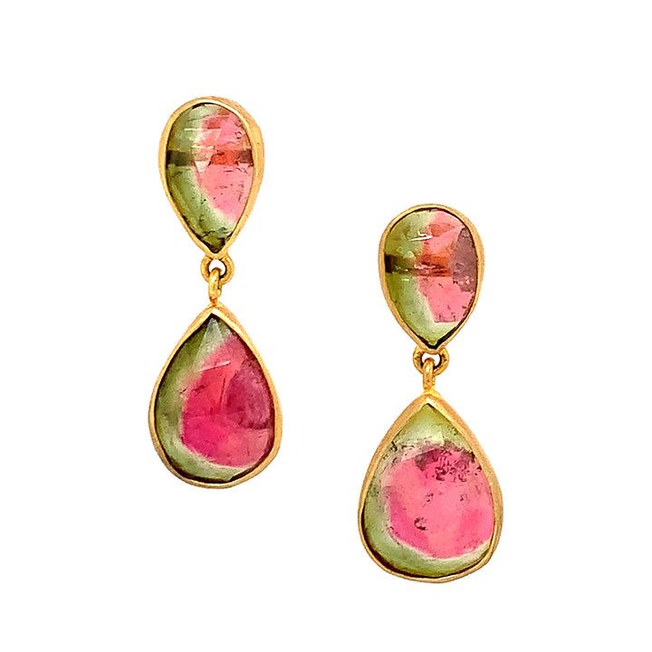 Watermelon Tourmaline Drop Earrings - "Taste of Summer"