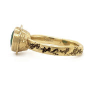 Yellow Gold and Emerald Cabochon Ring - "Jungle Depths"