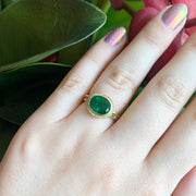 Yellow Gold and Emerald Cabochon Ring - "Jungle Depths"