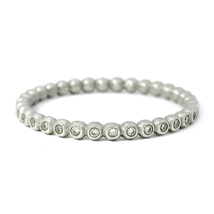 White Gold & Diamond Beaded Eternity Band - "Dainty Bubbles"