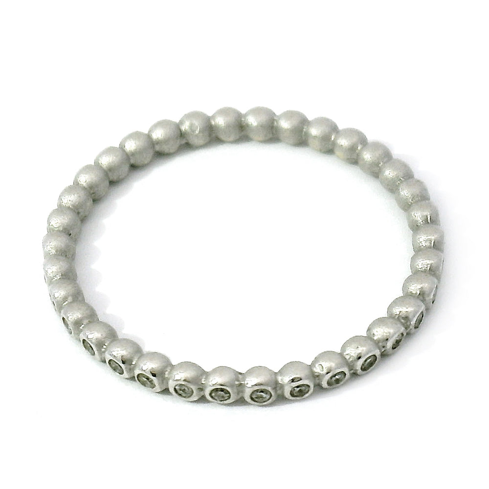 White Gold & Diamond Beaded Eternity Band - "Dainty Bubbles"
