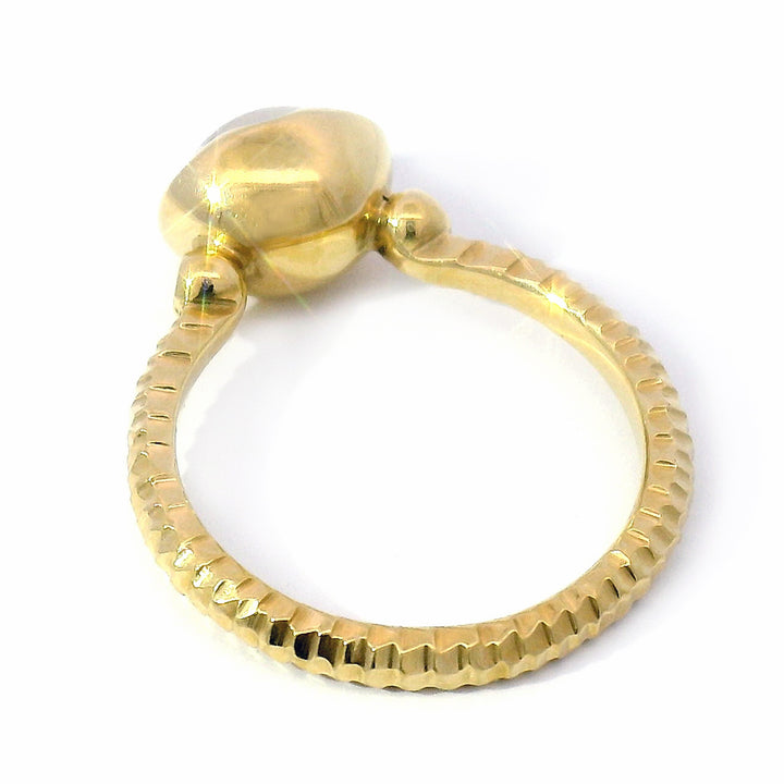 Rainbow Moonstone & Diamond Wishing Well Ring - "Prismatic Daydream"