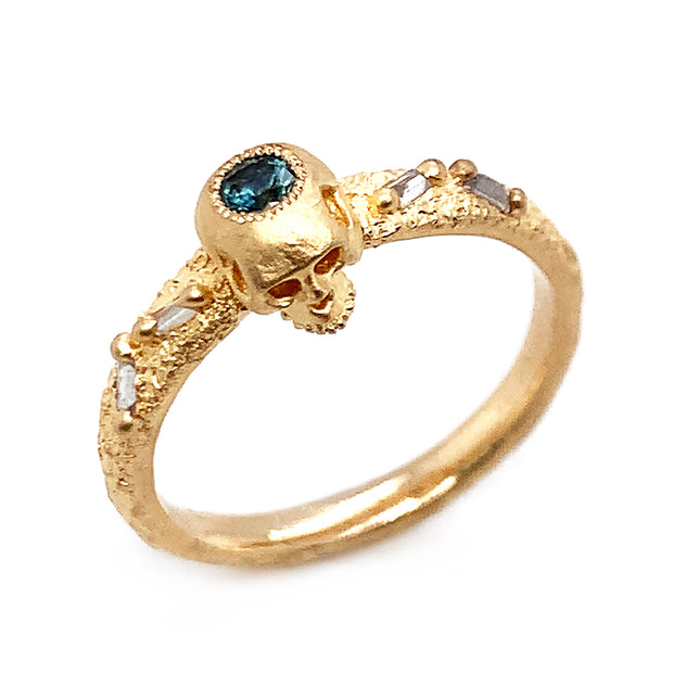 Montana Sapphire and Diamond Yellow Gold Ring - "Lost Treasure"