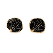 14K Yellow Gold Stud Earrings - "Large Oyster Mushrooms"
