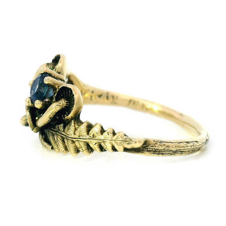 Blue Montana Sapphire & Yellow Gold Mushroom Ring - "Sisters"