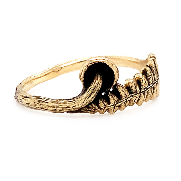 Yellow Gold Ring - "Mushroom and Fern"