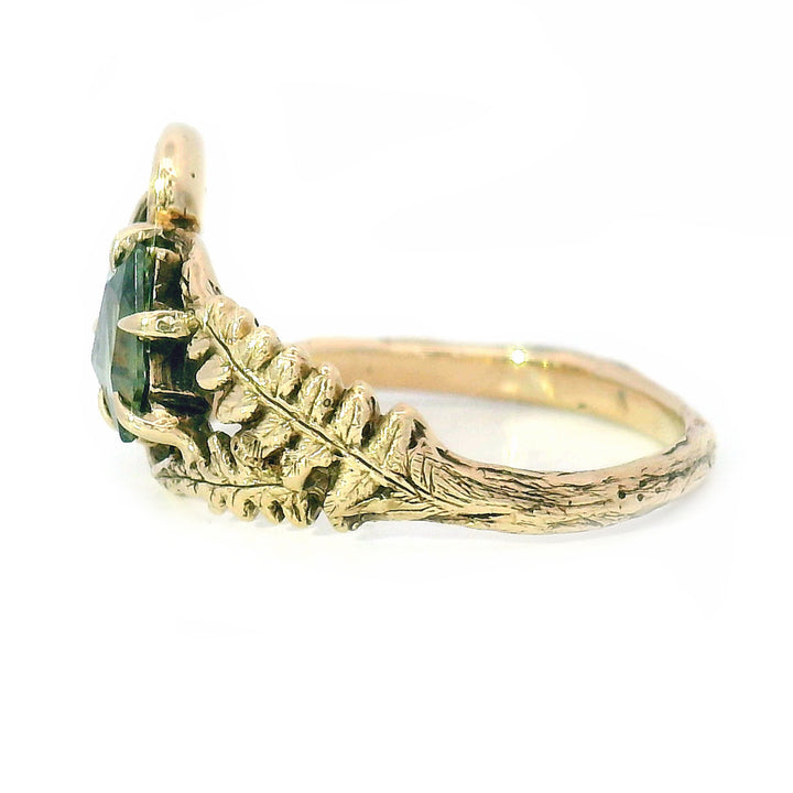 Geo-Cut Montana Sapphire Mushroom & Fern Ring - "Seaview"