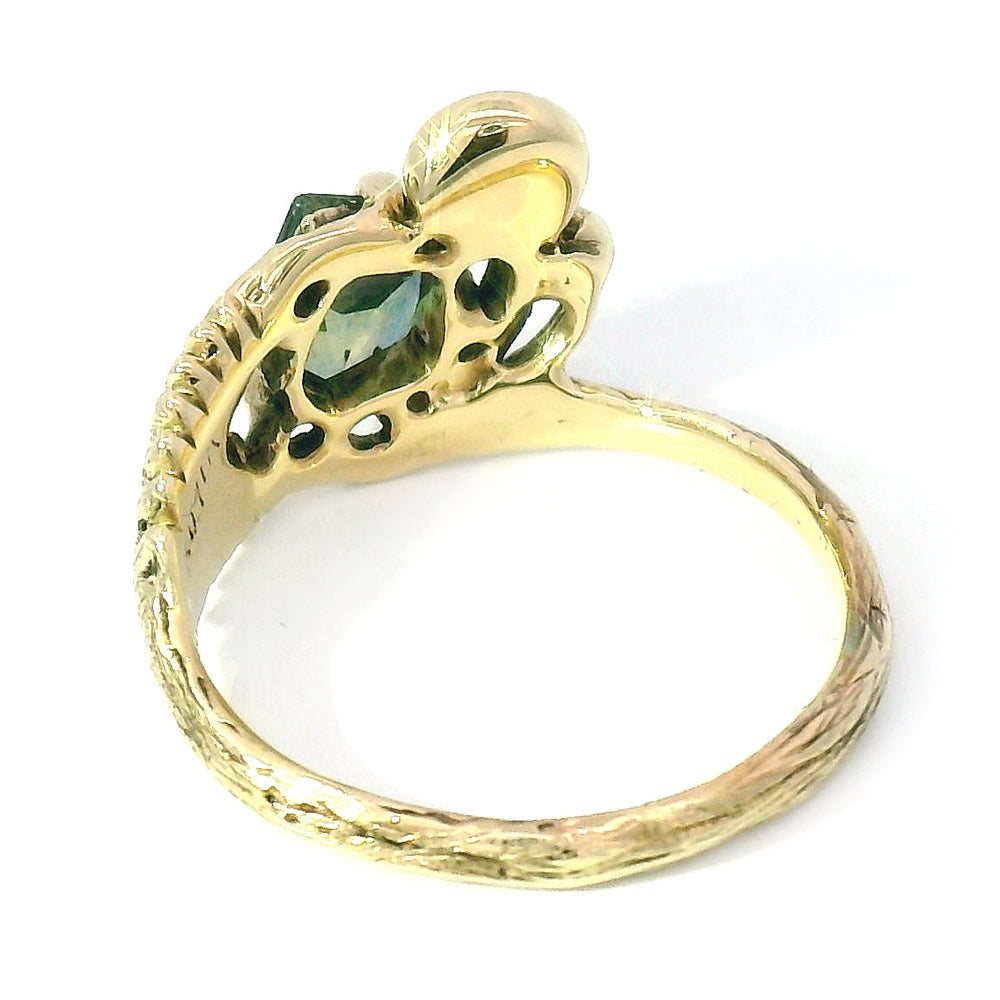 Geo-Cut Montana Sapphire Mushroom & Fern Ring - "Seaview"