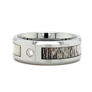Tungsten, Deer Antler, and Diamond Band - "Colton"