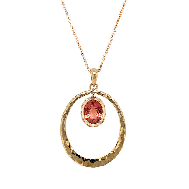 Sunstone & Yellow Gold Necklace - "Blaze"