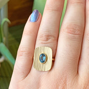 Montana Sapphire & Yellow Gold Crest Ring- "Metolius "