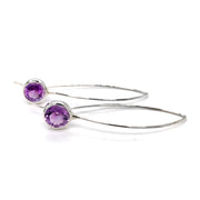 Sterling Silver and Amethyst Drop Earrings - "Violet Comet"