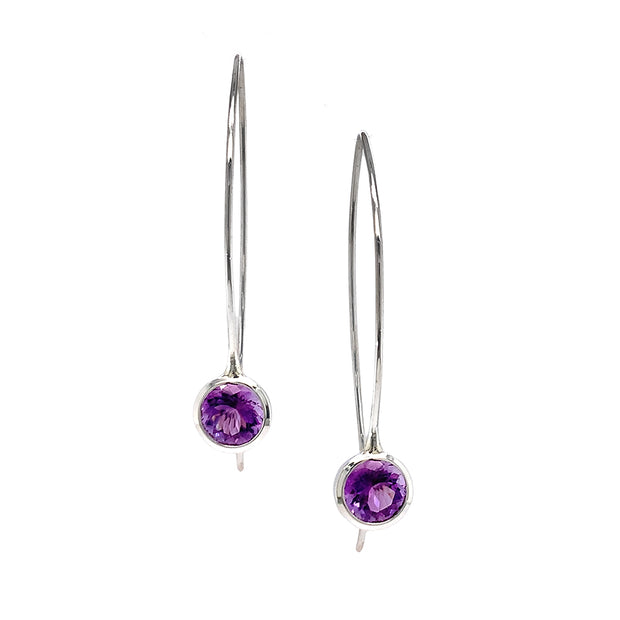 Sterling Silver and Amethyst Drop Earrings - "Violet Comet"