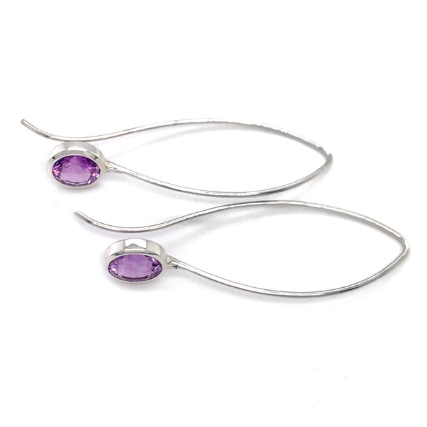 Sterling Silver and Amethyst Drop Earrings - "Violet Comet"