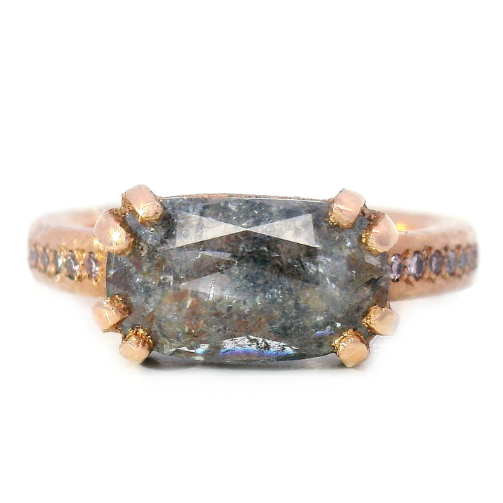 Salt & Pepper Rose Cut Diamond Ring - "Pink Stardust"