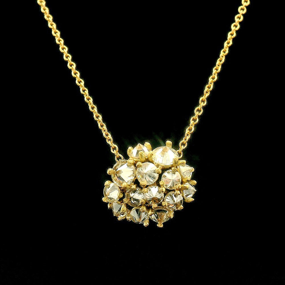 Inverted Diamond & Yellow Gold Necklace - "Untamed"