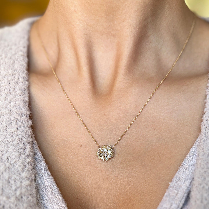 Inverted Diamond & Yellow Gold Necklace - "Untamed"