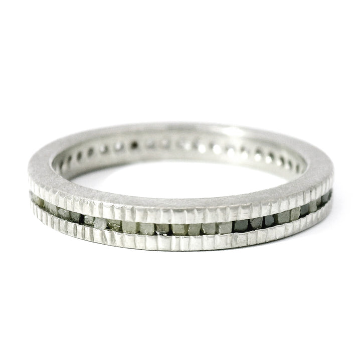Todd Reed Palladium Raw Diamond Cube & Round Brilliant Eternity Band