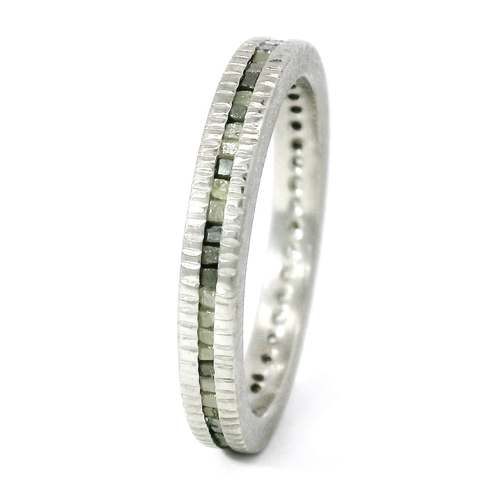 Todd Reed Palladium Raw Diamond Cube & Round Brilliant Eternity Band