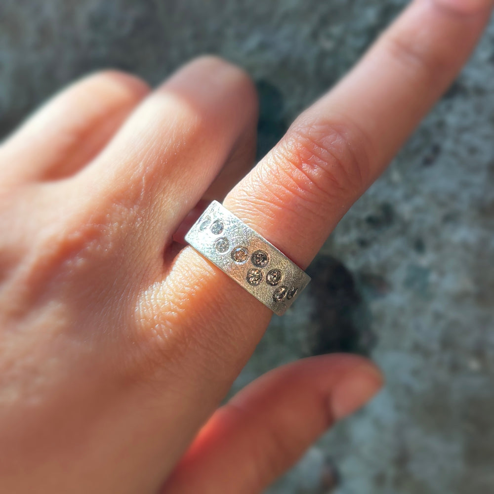 Todd Reed Sterling Silver & Diamond Band - "Scatter"