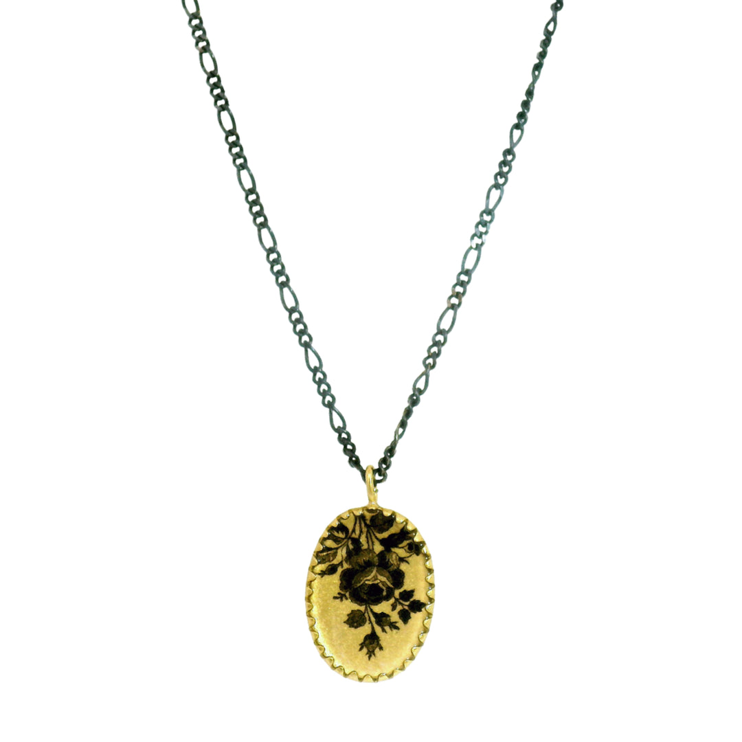 Pressed Rose botanical pendant necklace by Anna Bánkuti in gold vermeil