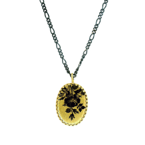 Victorian-Style Floral Pendant Necklace - "Pressed Rose"