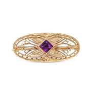 Amethyst & Yellow Gold Pin