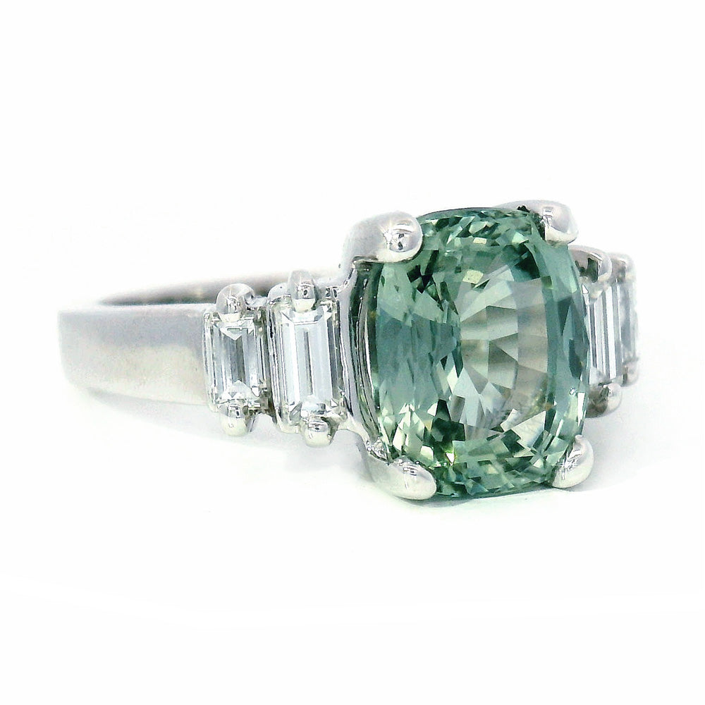 Estate Tourmaline, Diamond & White Gold Ring - "Amila"