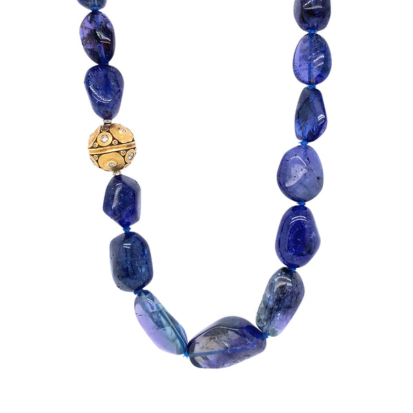 Tanzanite Beaded Necklace & Vario Clasp- 