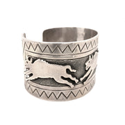 Sterling Silver Navajo Cuff - "Charging Buffalo"