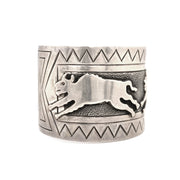 Sterling Silver Navajo Cuff - "Charging Buffalo"