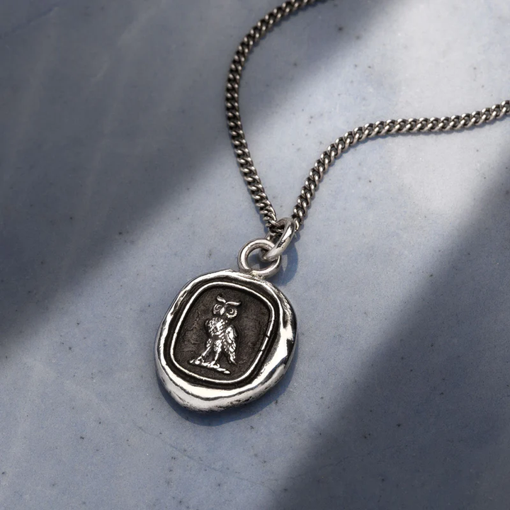 Sterling Silver Owl Talisman Necklace - "Watch Over Me"