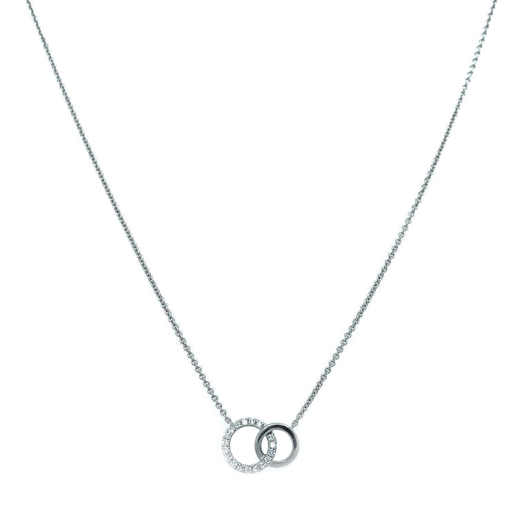 TIFFANY 18K White Gold Diamond Double Interlocking Circles Pendant Necklace  1273229 | FASHIONPHILE