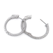 White Gold Diamond Hoop Earrings - "Snow White Glitter"
