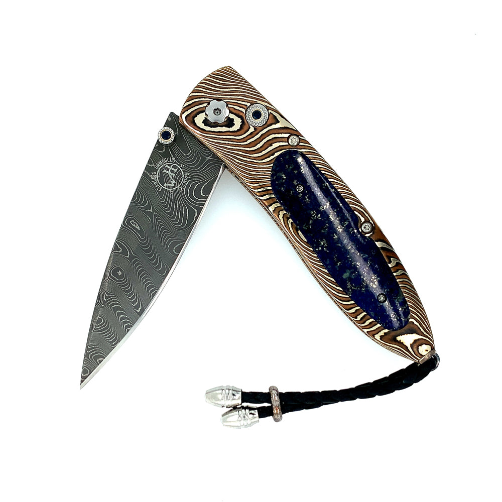 Damascus Steel Monarch Limited Edition Knife - "B05 Blue & Gold"