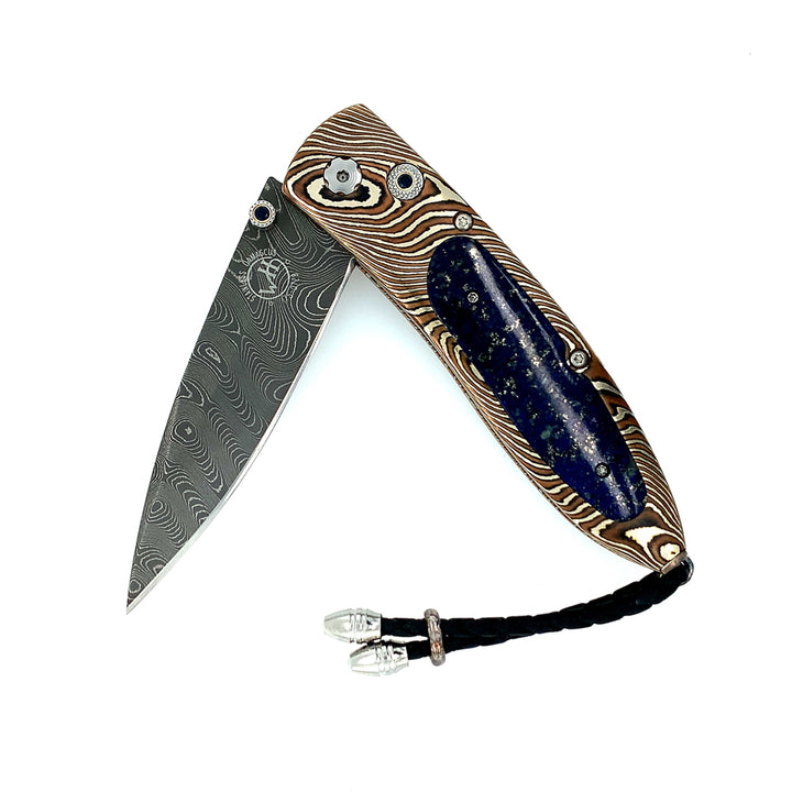 Damascus Steel Monarch Limited Edition Knife - "B05 Blue & Gold"