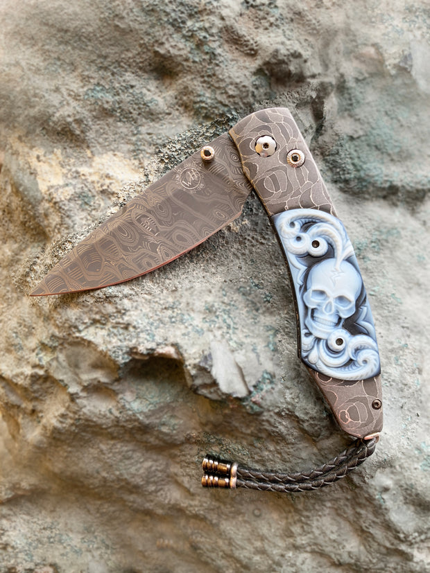 Damascus Steel & Agate Knife - "Belfry"