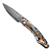 Damascus Steel & Titanium Knife - "Topo"