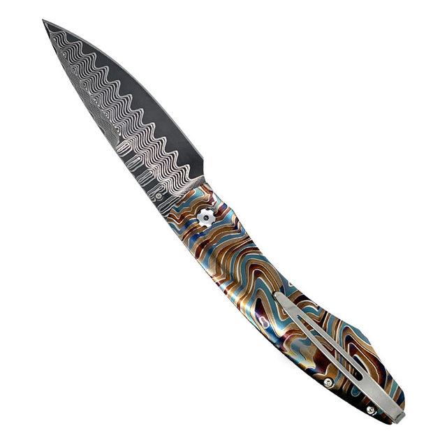 Damascus Steel & Titanium Knife - "Topo"