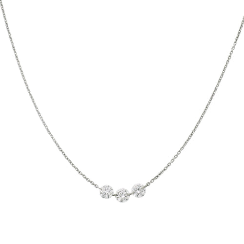 Three Stone Petite Diamond Necklace - "Trinity"