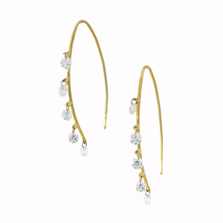 Diamonds & Gold Spearhook Earrings - "Cascade 5"