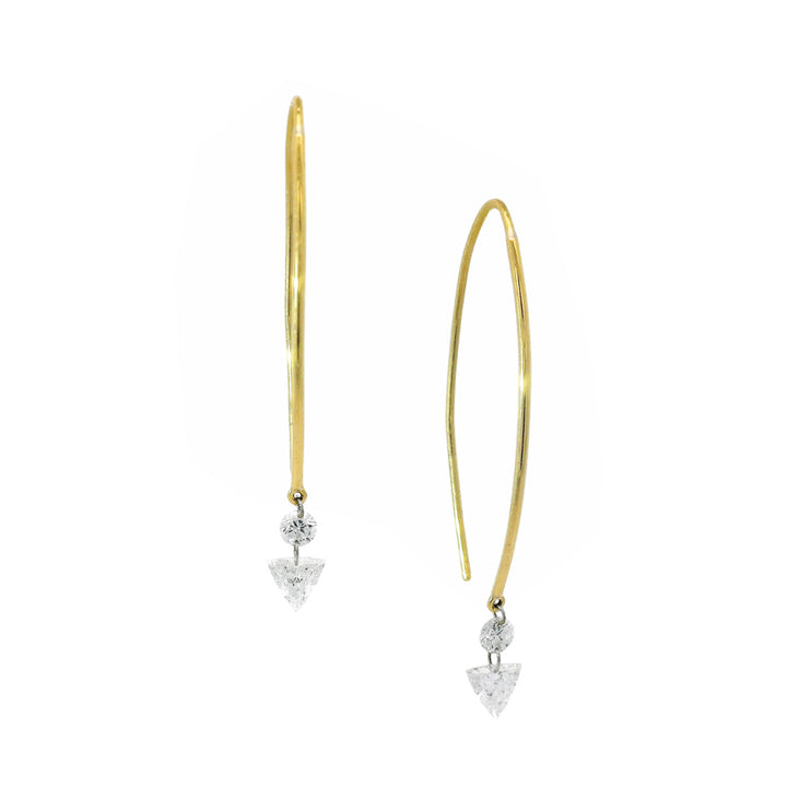 Diamonds & Gold Spearhook Earrings - "Diamond Duet"