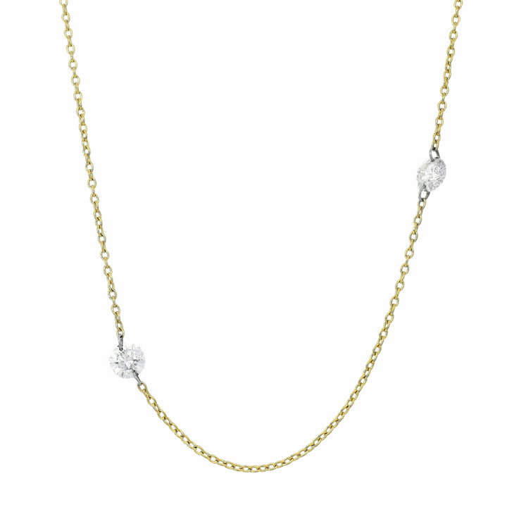 Diamond, Gold & Platinum Station Necklace - "Orbit"
