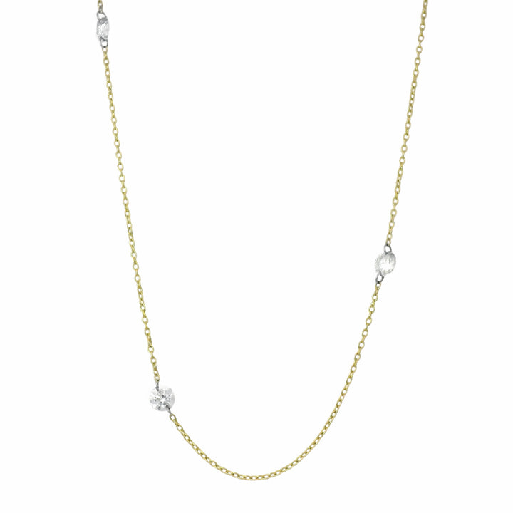 Diamond, Gold & Platinum Station Necklace - "Orbit"