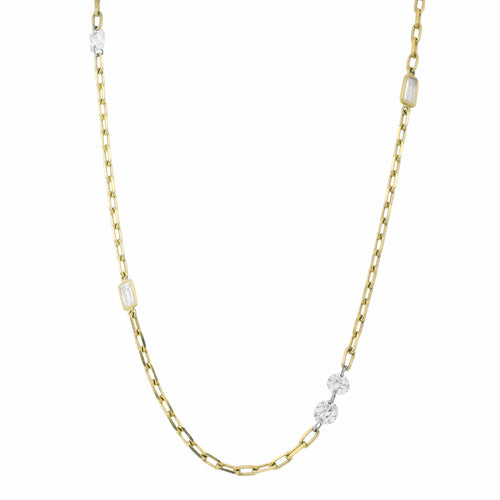 Asymmetrical Diamond Station Necklace - "Mixt Orbit"