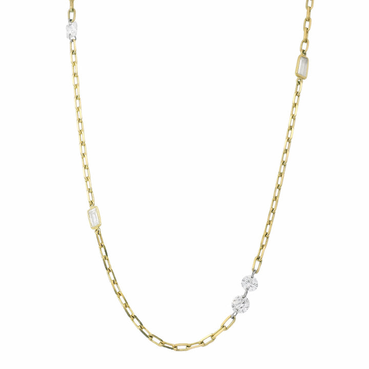 Asymmetrical Diamond Station Necklace - "Mixt Orbit"