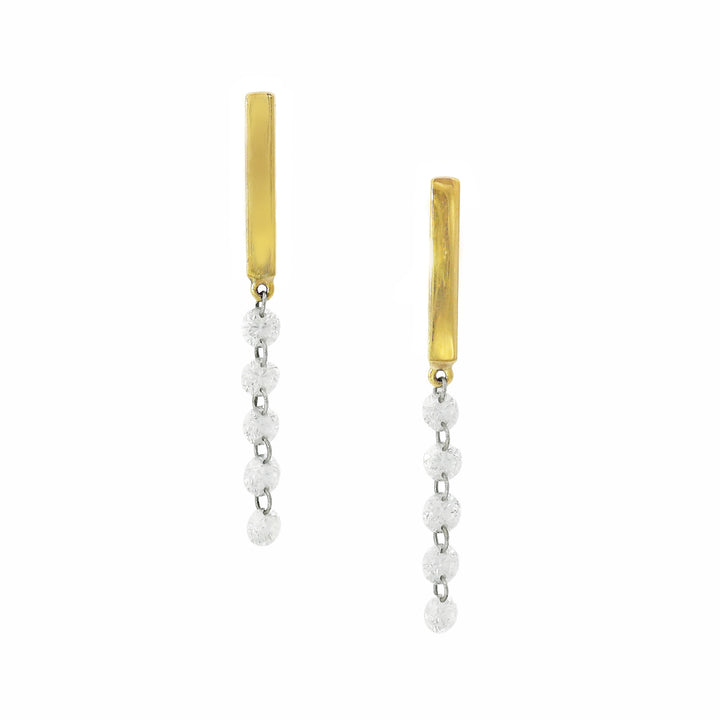 Diamonds & Gold Stud Earrings - "Streamer 5"